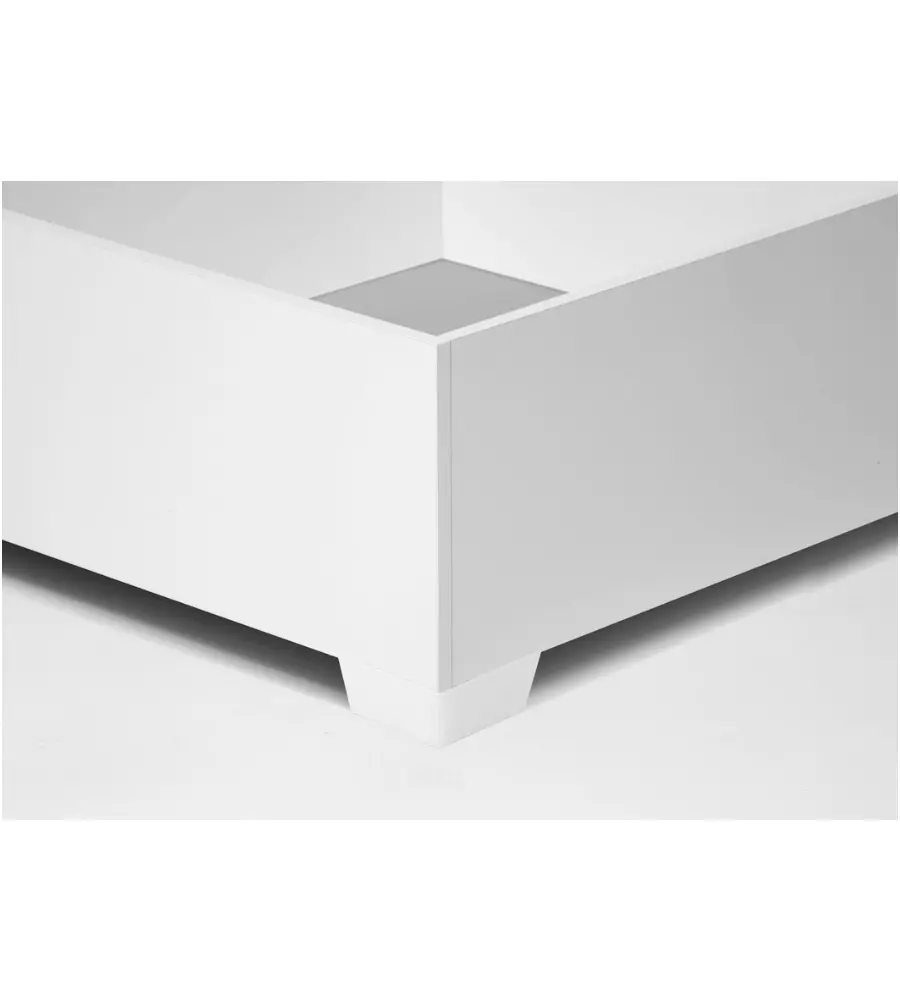 LETTO PIAZZA E MEZZA CONTENITORE CON PIEDINI "HI BOX" BIANCO 120X190 CM